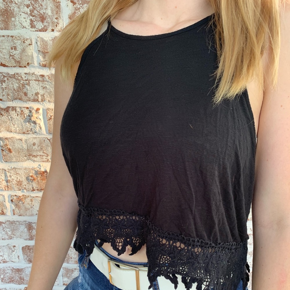Black Laced Tank Top
